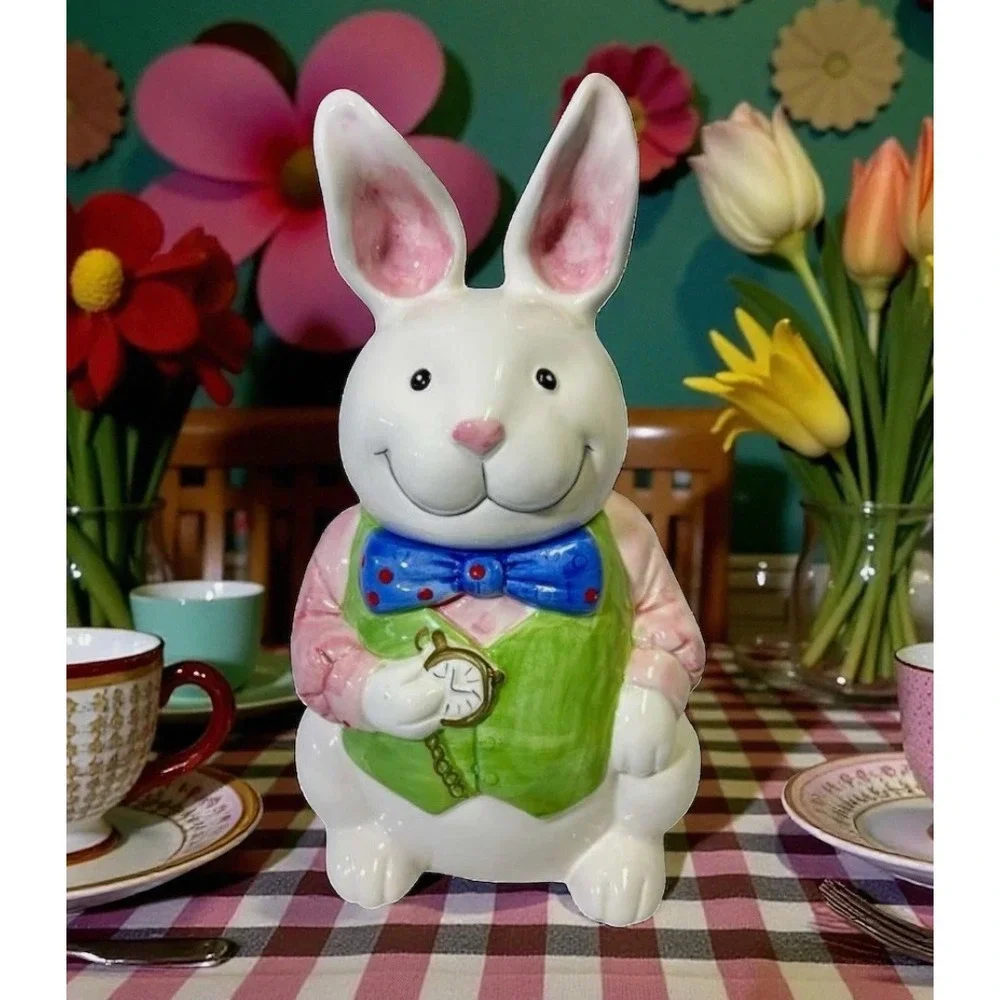 Alice In Wonderland White Peter Rabbit Vintage Cookie Jar 14